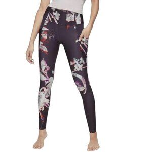 EUC Athleta Stash Pocket Floral Salutation Tight In Powervita™ in Royal Plum